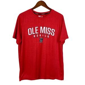 Russell Ole Miss Rebels Shirt Short Sleeve Red T-Shirt Men's L - Flaw